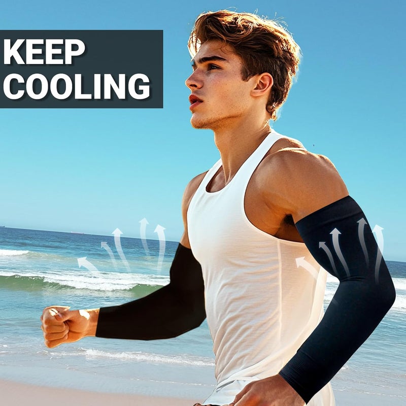 PFFY 2 Pairs UV Protection Cooling Arm Sleeves for Men and Women UPF 50 Sun Sleeve - Image 2